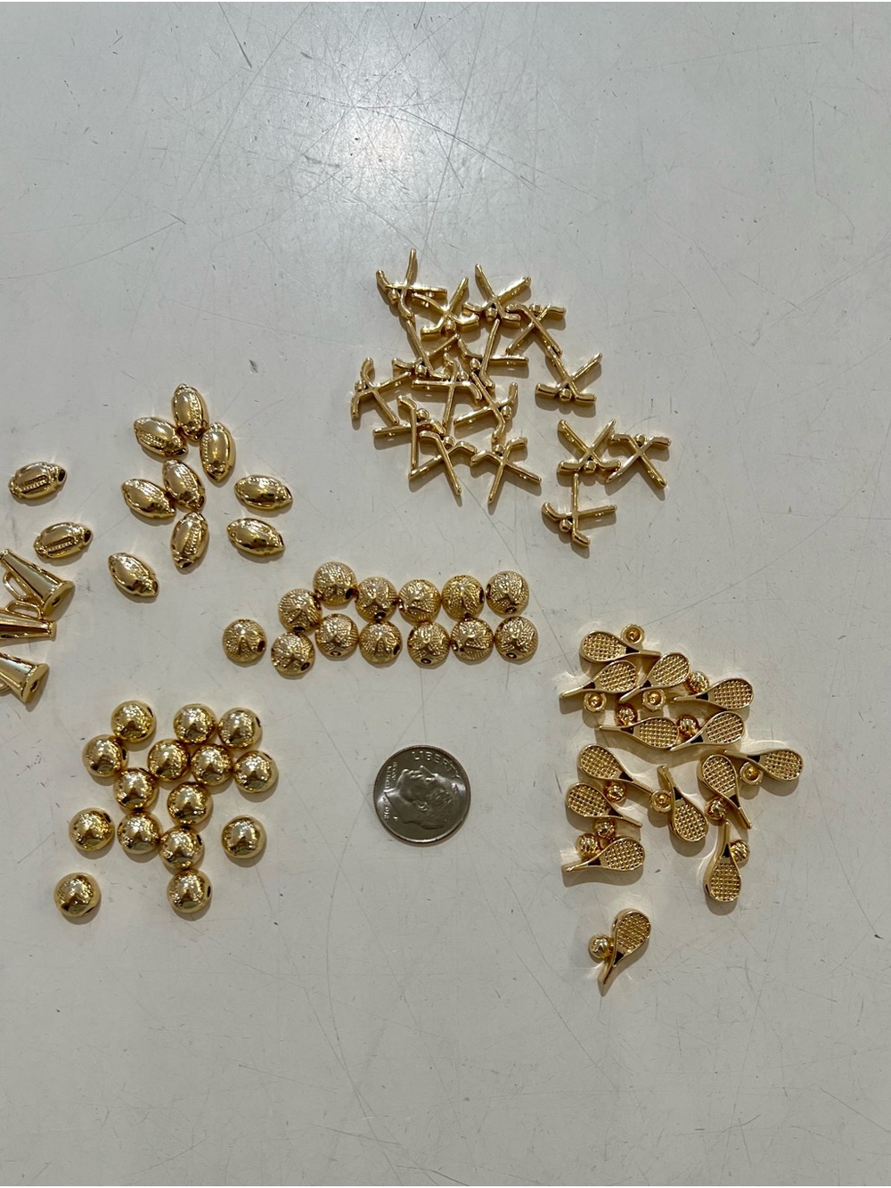 18K Plated Gold Tennis & Sports Charm Mix - Craft Findings